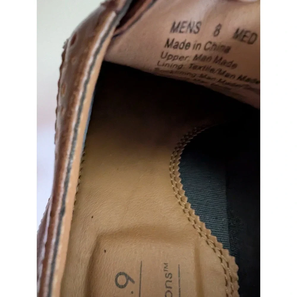 Apt 9 Mens Cognac/Brown Wingtip Oxfords Size 8M